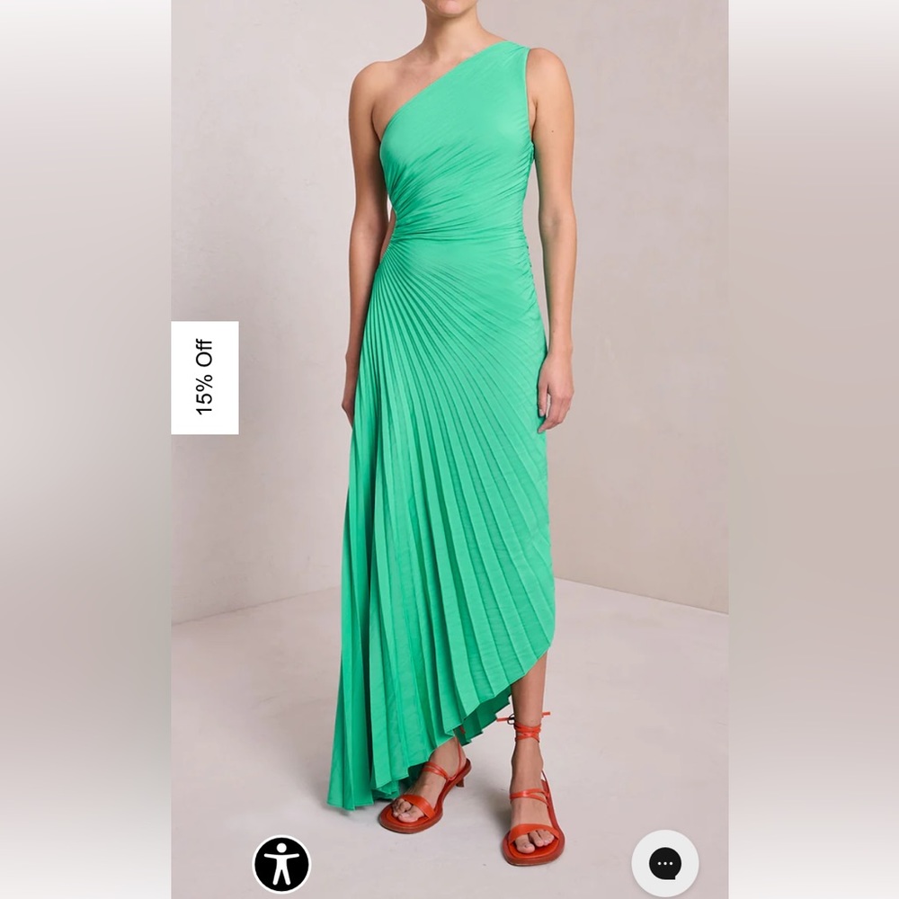 ALC Delfina Pleated Deep Mint Dress